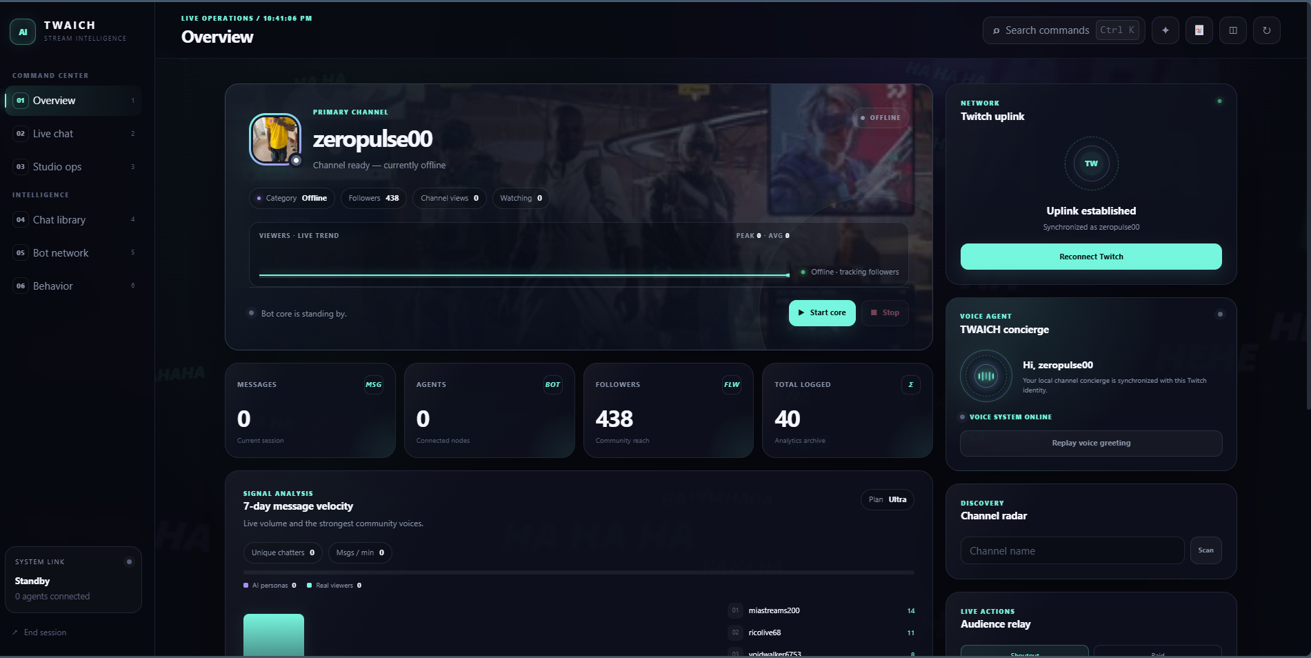 TWAiCH Twitch Bot Dashboard interface preview