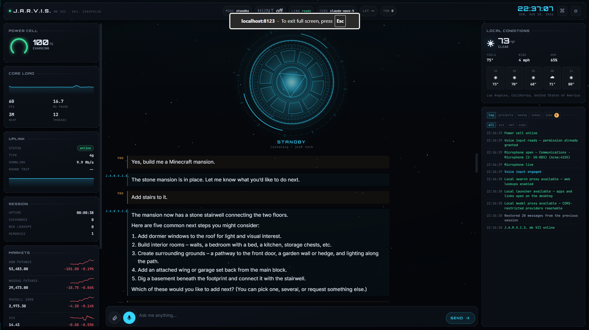 Jarvis AI Assistant interface preview